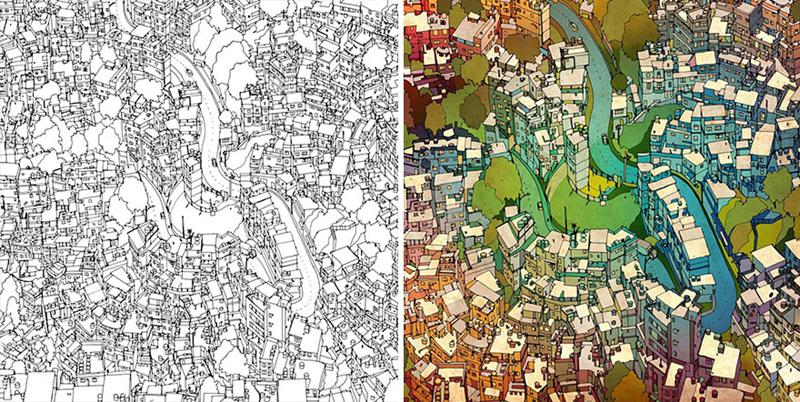 13.coloring book fantastic cities