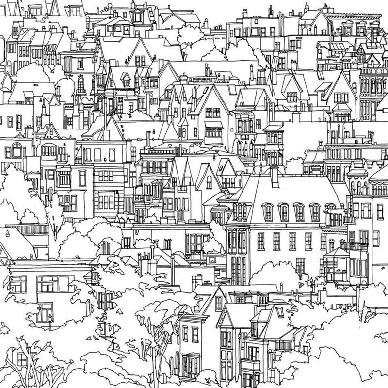 2.coloring book fantastic cities