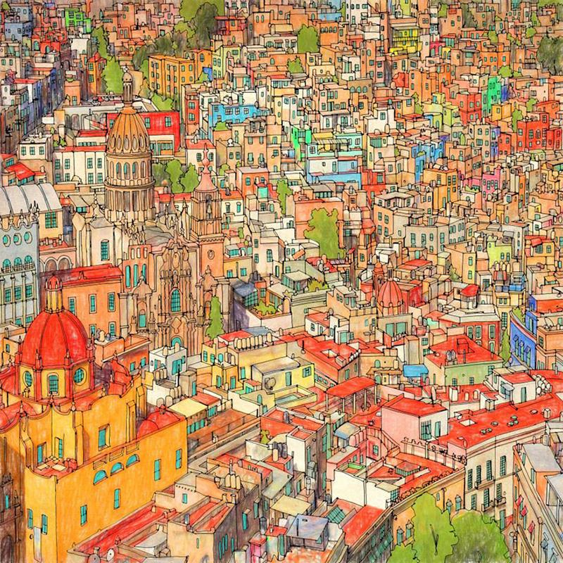3.coloring book fantastic cities