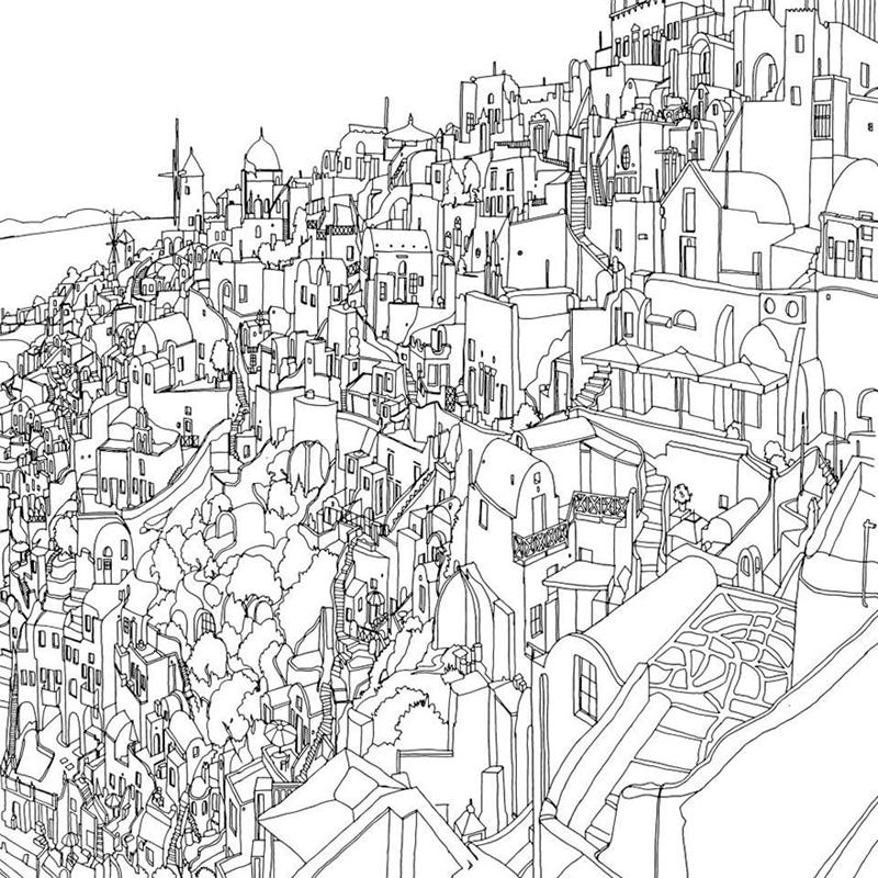 4.coloring book fantastic cities