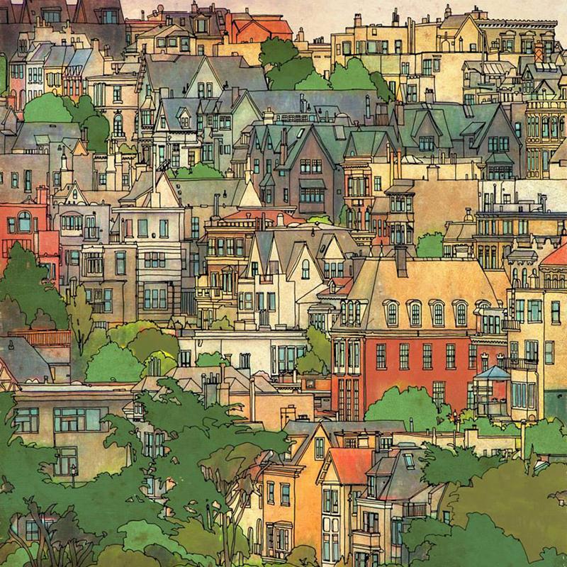 5.coloring book fantastic cities