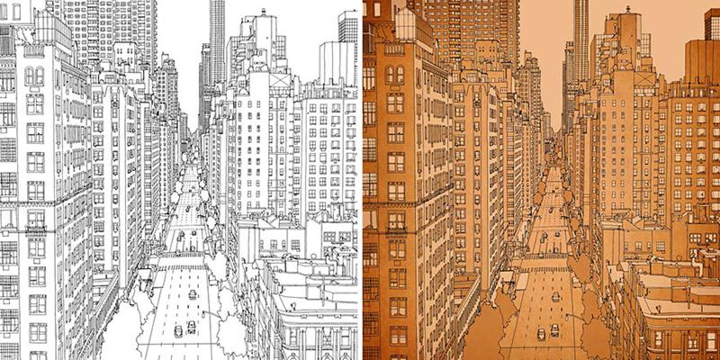 8.coloring book fantastic cities